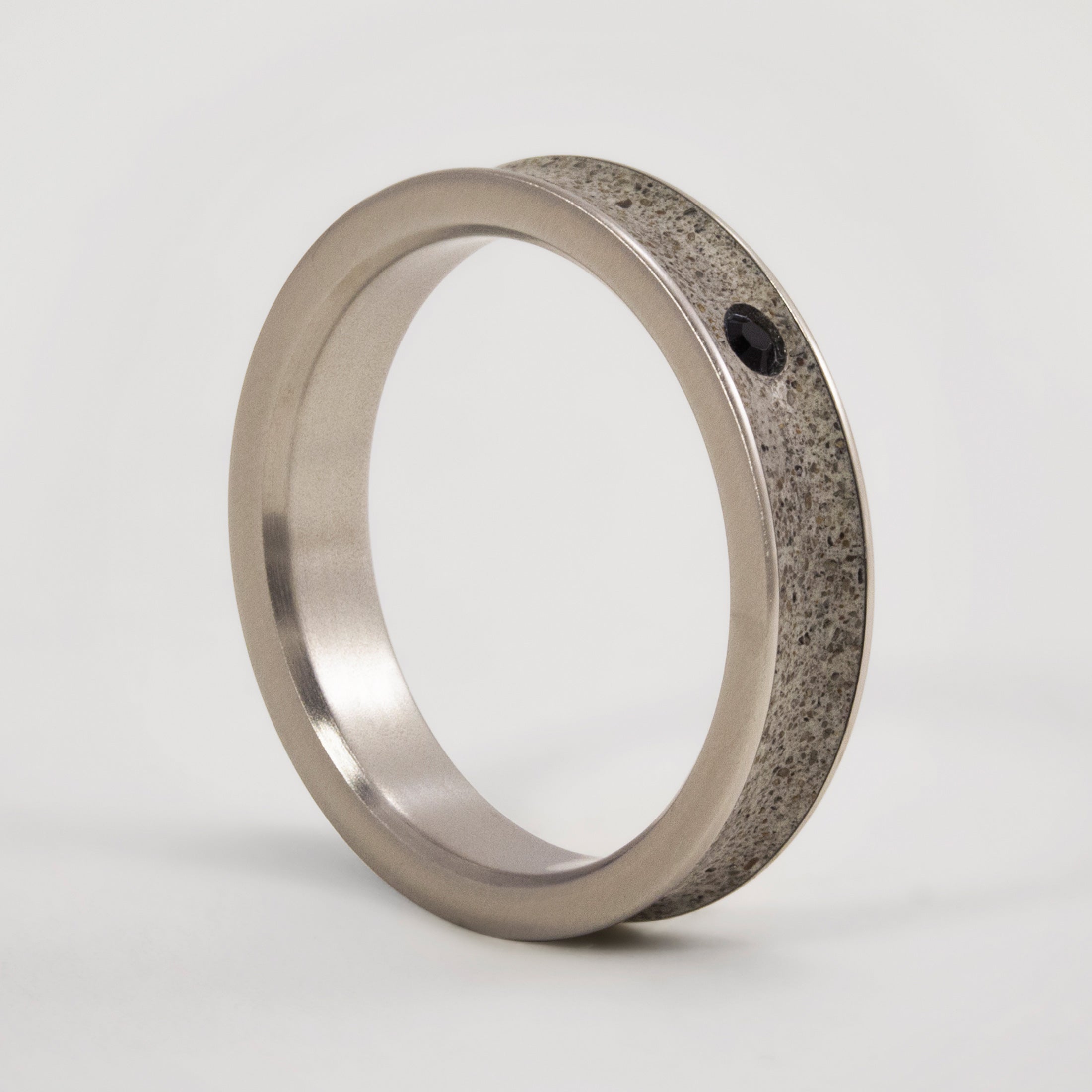 Gray concrete & titanium with crystal ring