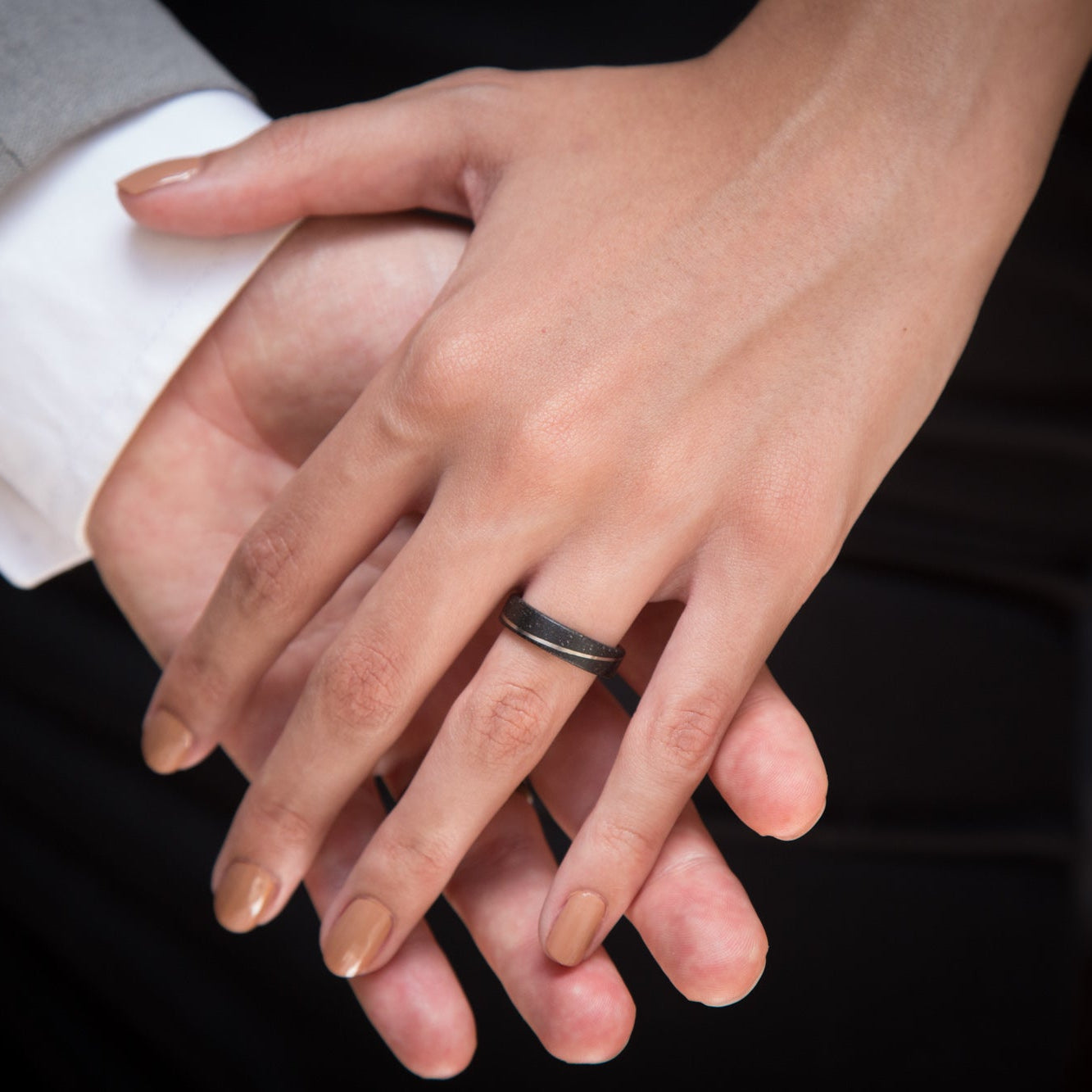 Black concrete with graphite and titanium Ring