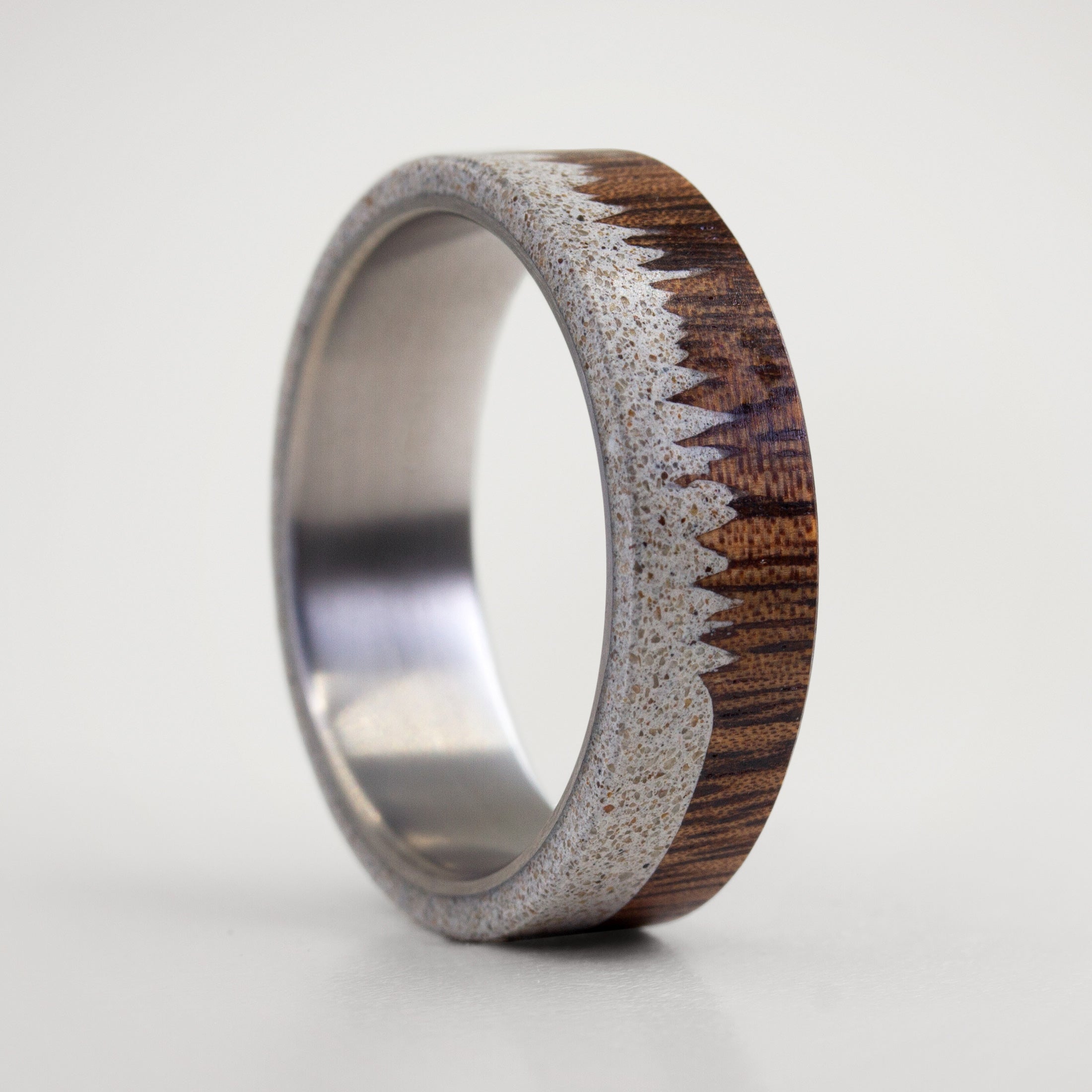 Gray Concrete Wood and titanium maniac ring