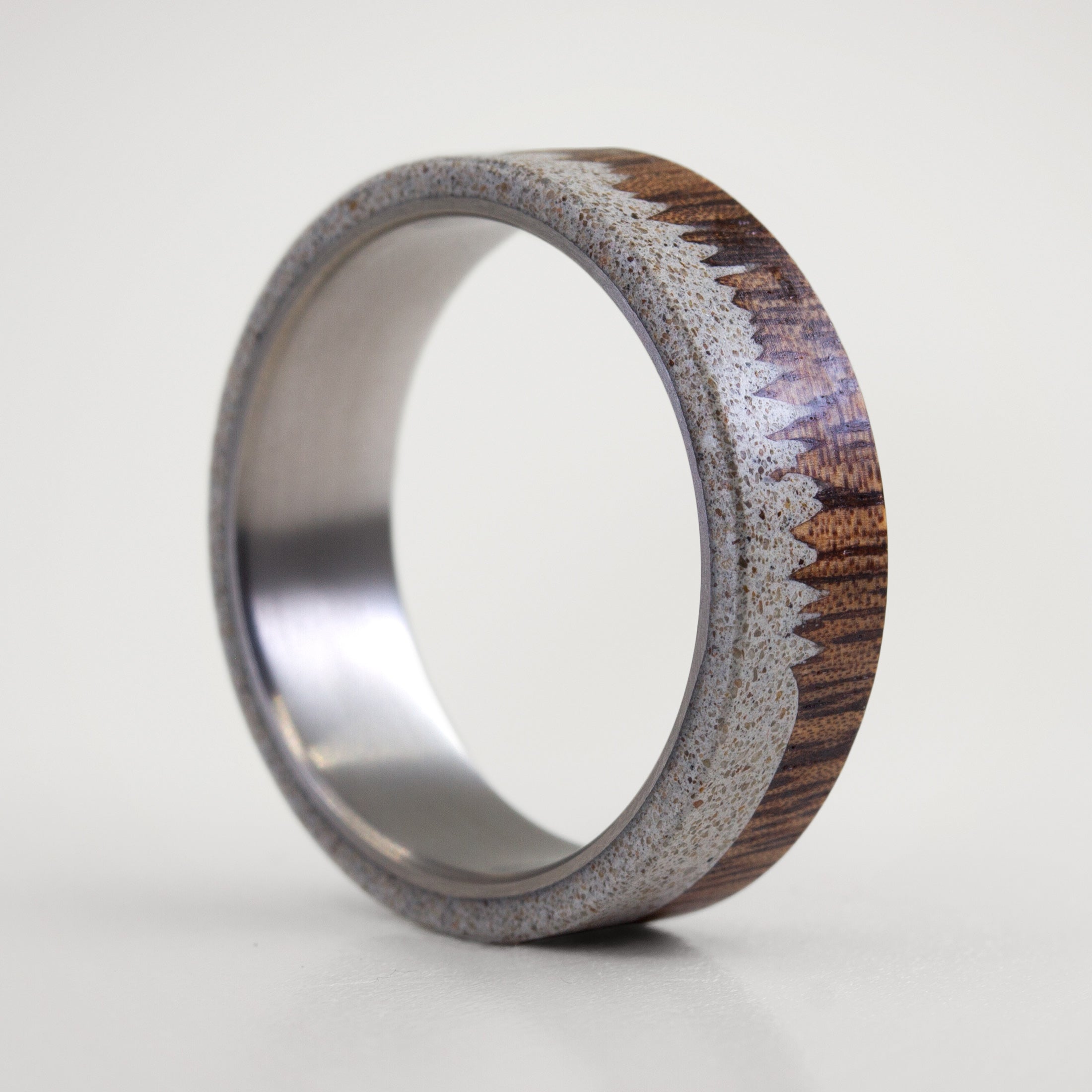 Gray Concrete Wood and titanium maniac ring