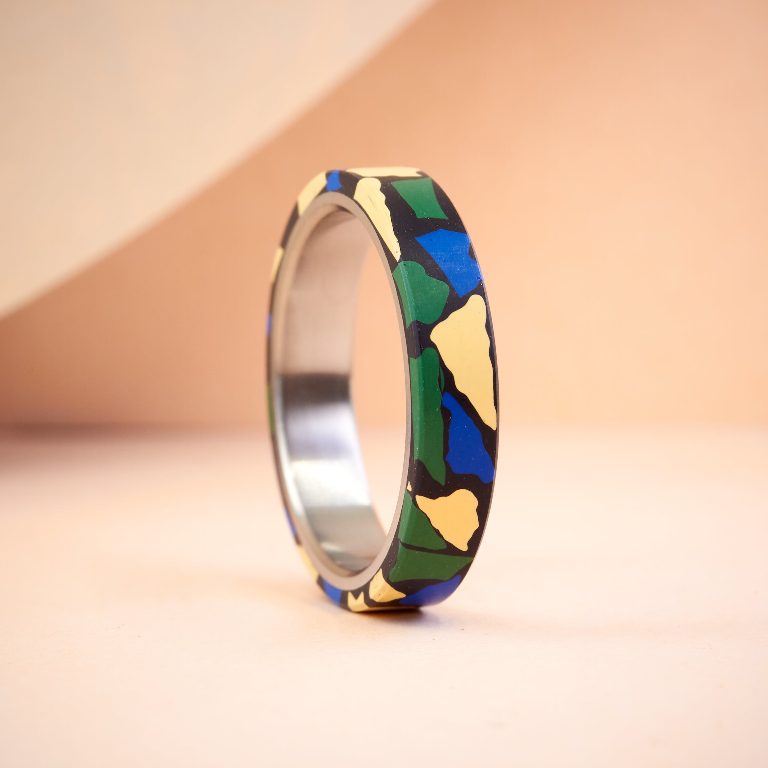 Black, green and blue Terrazzo Ring