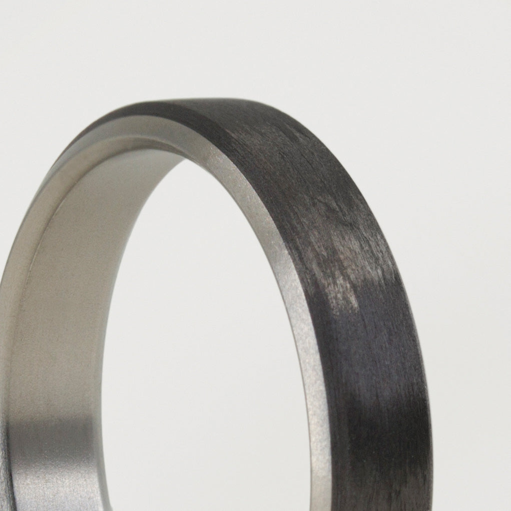 Carbon Fiber and titanium Beveled Women Ring