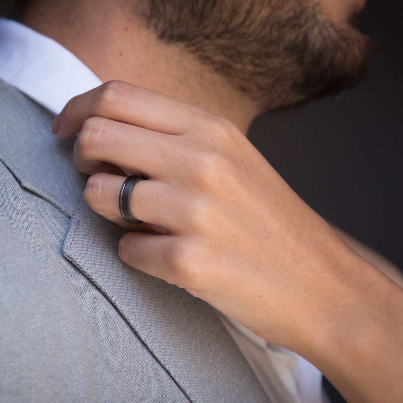 Carbon Fiber and titanium Low Relief Women Ring