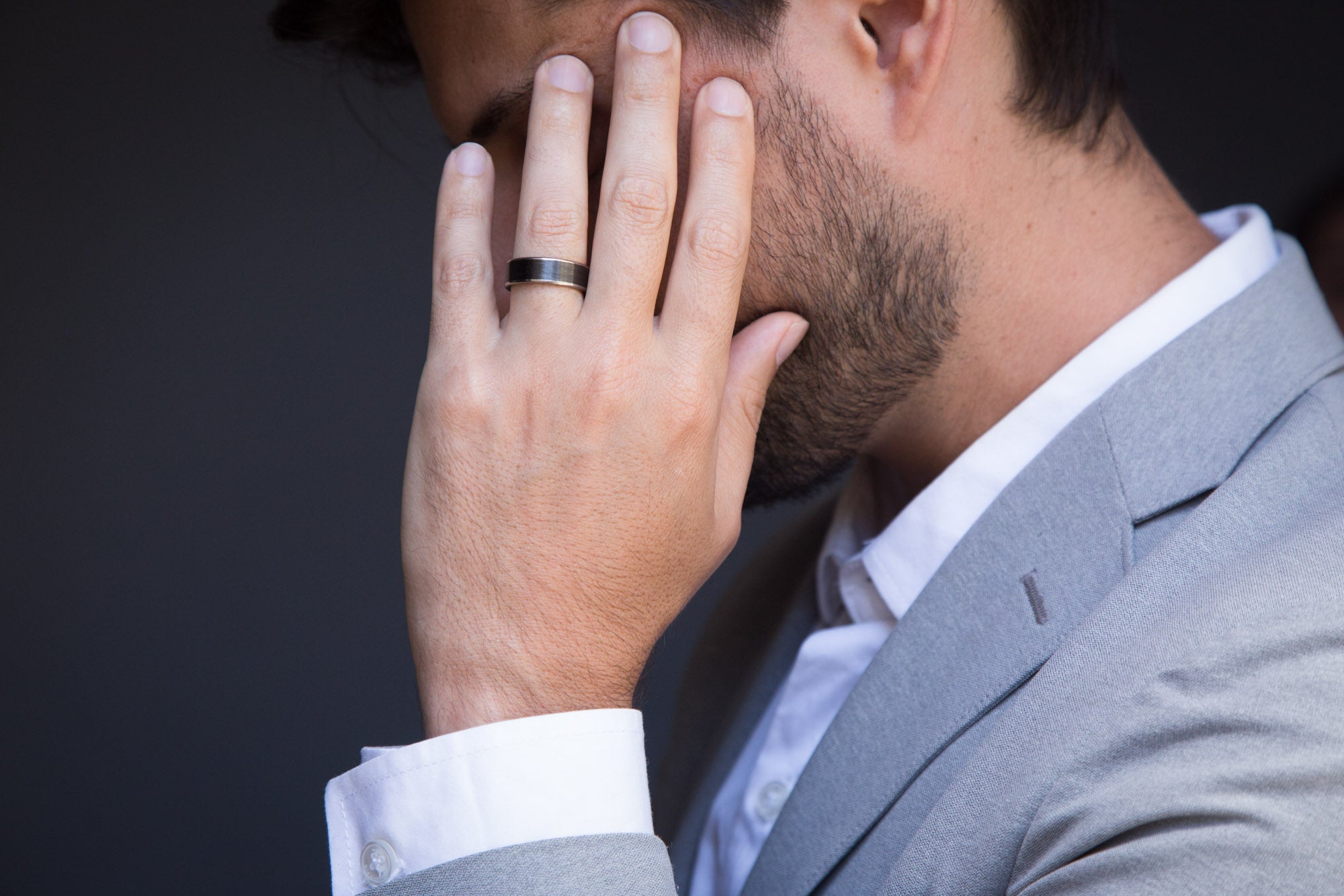 Carbon fiber and polished titanium Men Ring