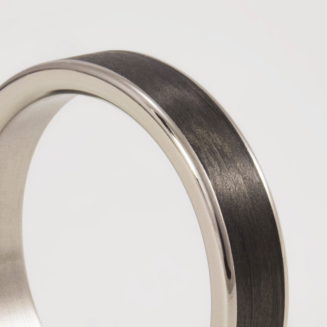 Carbon fiber and polished titanium Women Ring