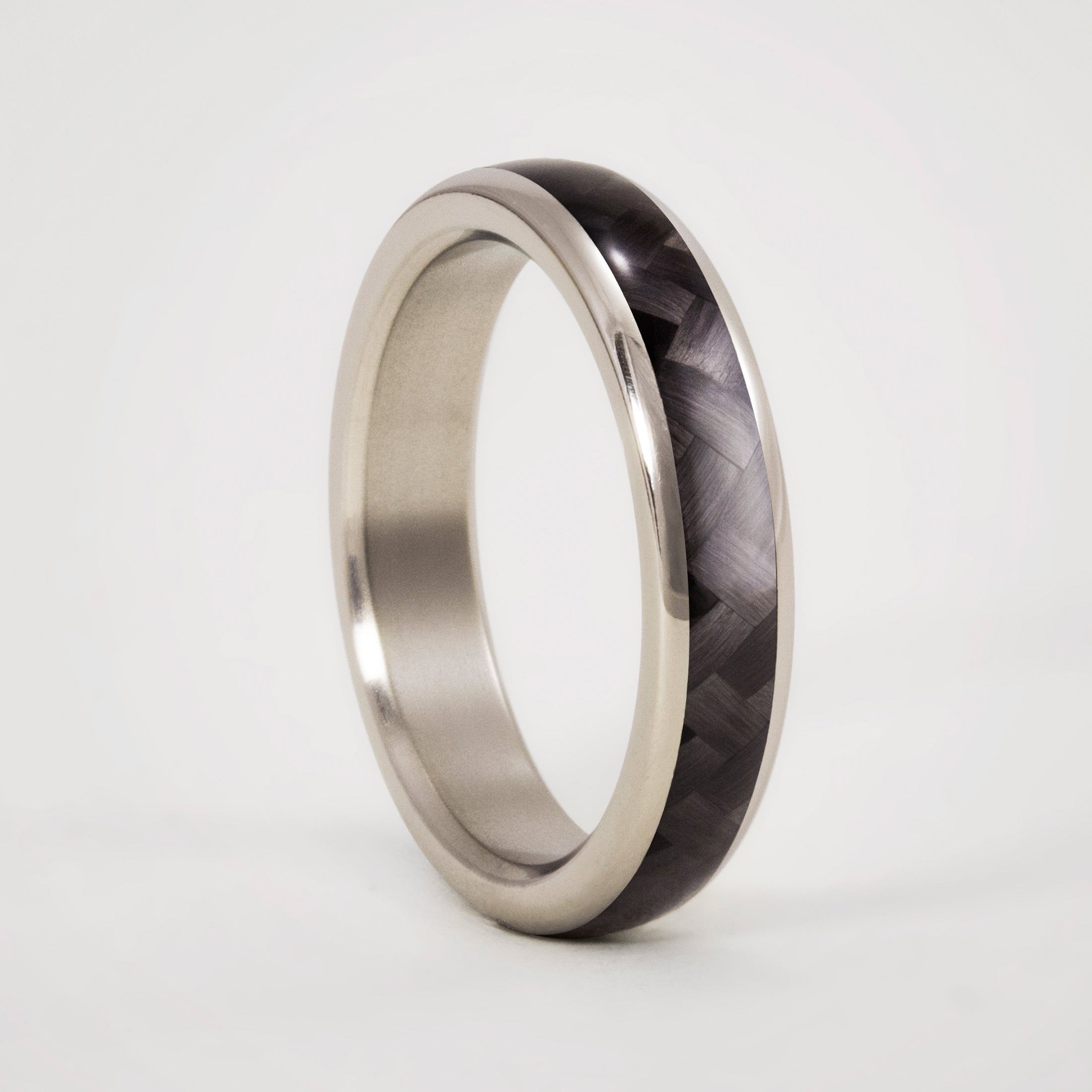 Twill carbon fiber and titanium women ring