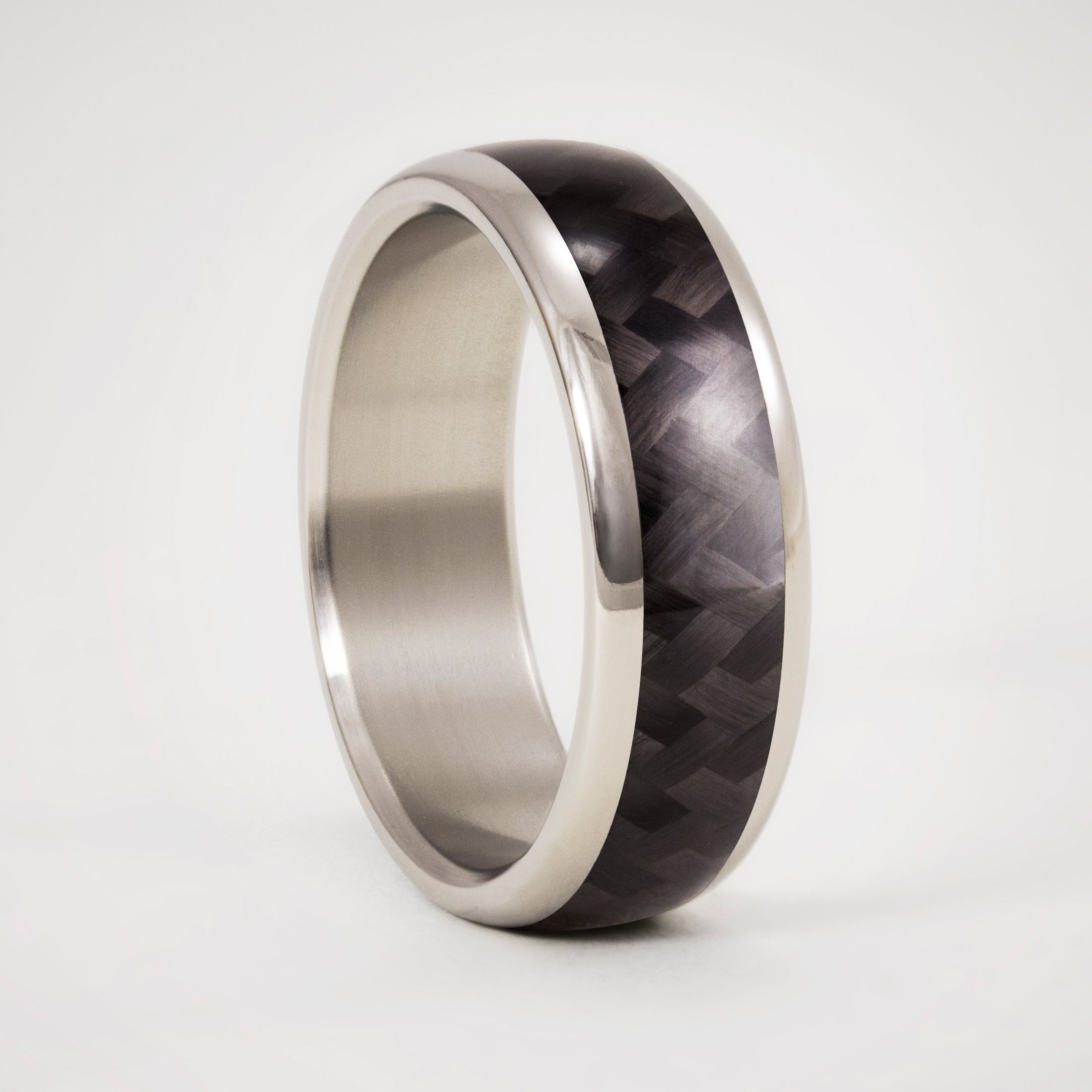 twill carbon fiber and titanium men ring
