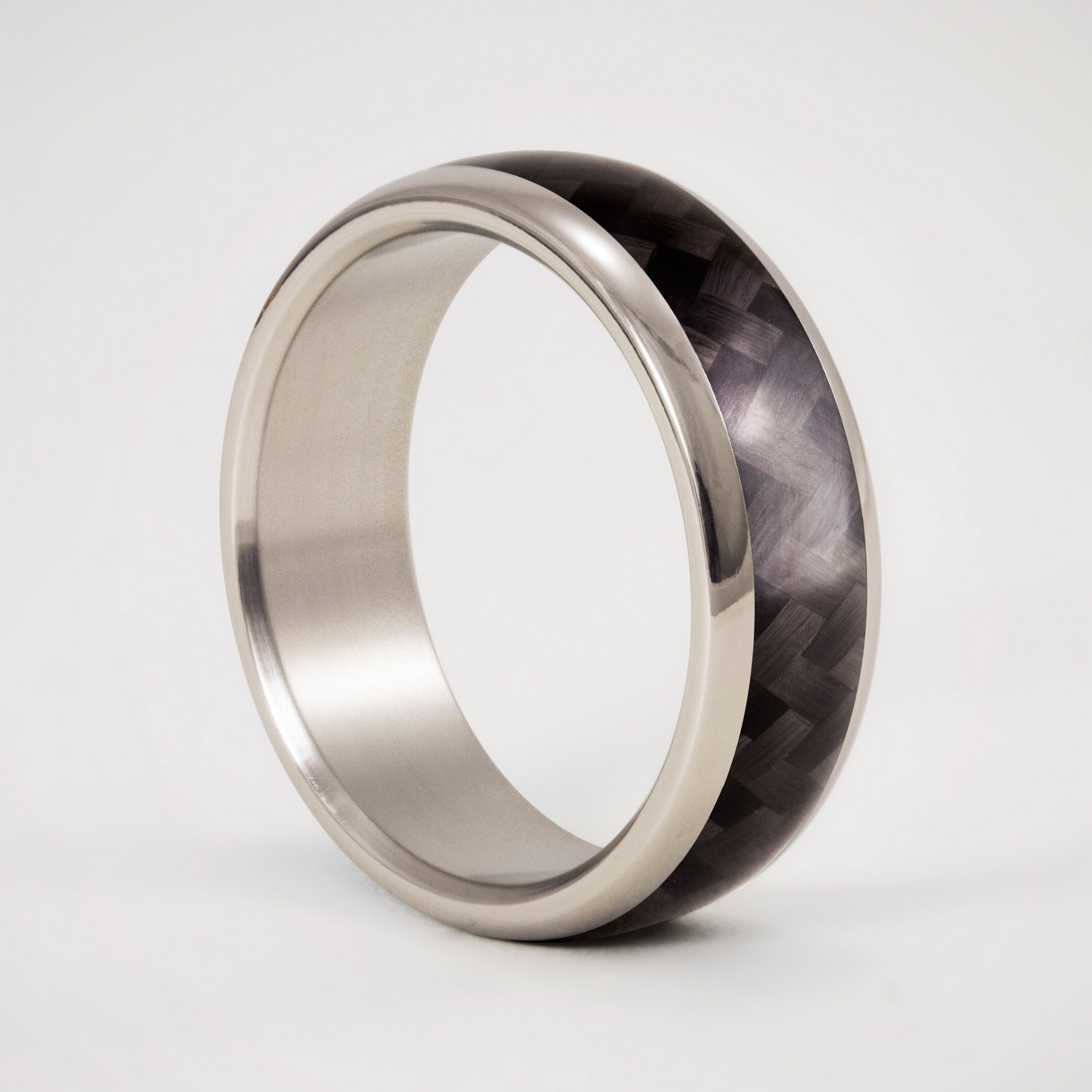 twill carbon fiber and titanium men ring