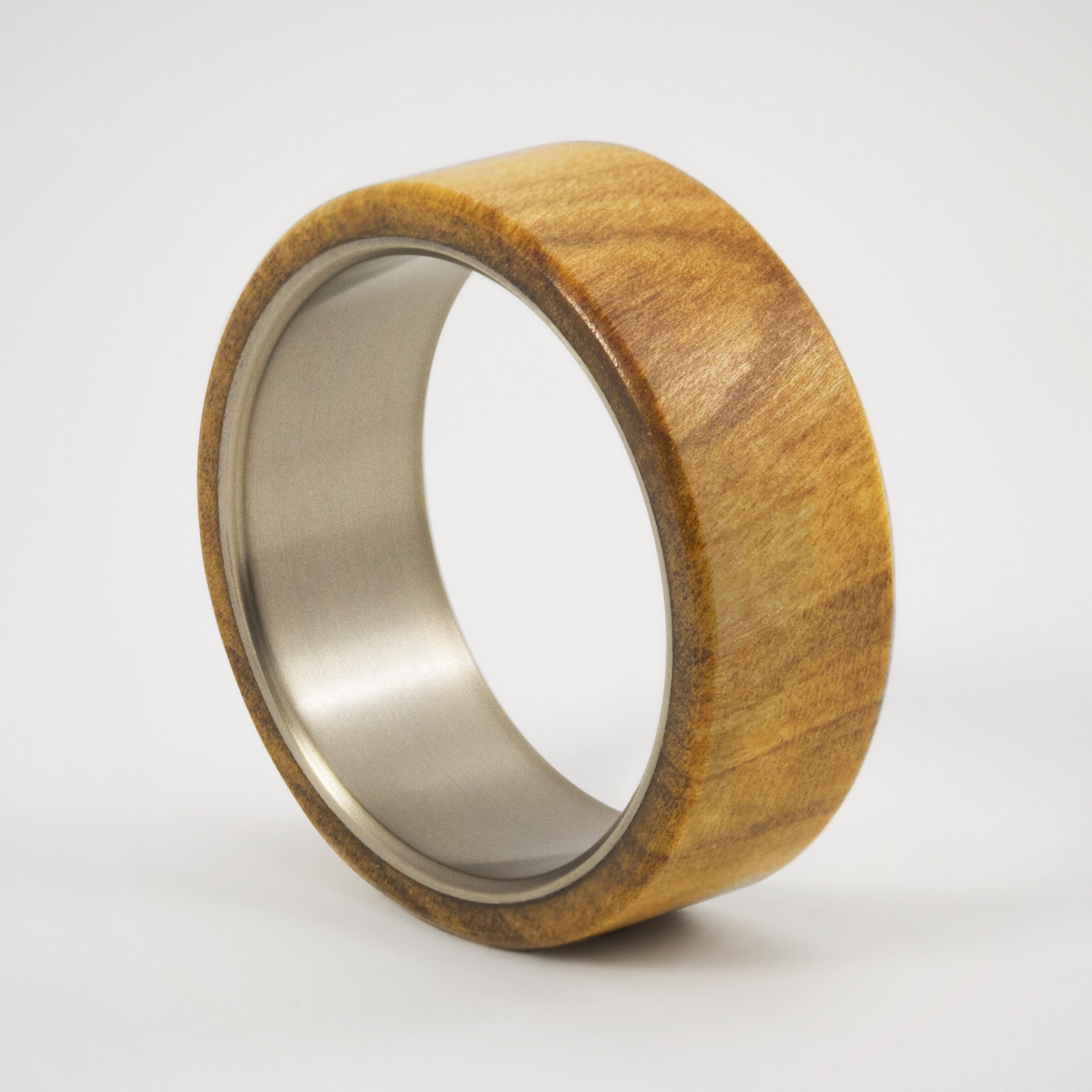 olive wood and titanium ring