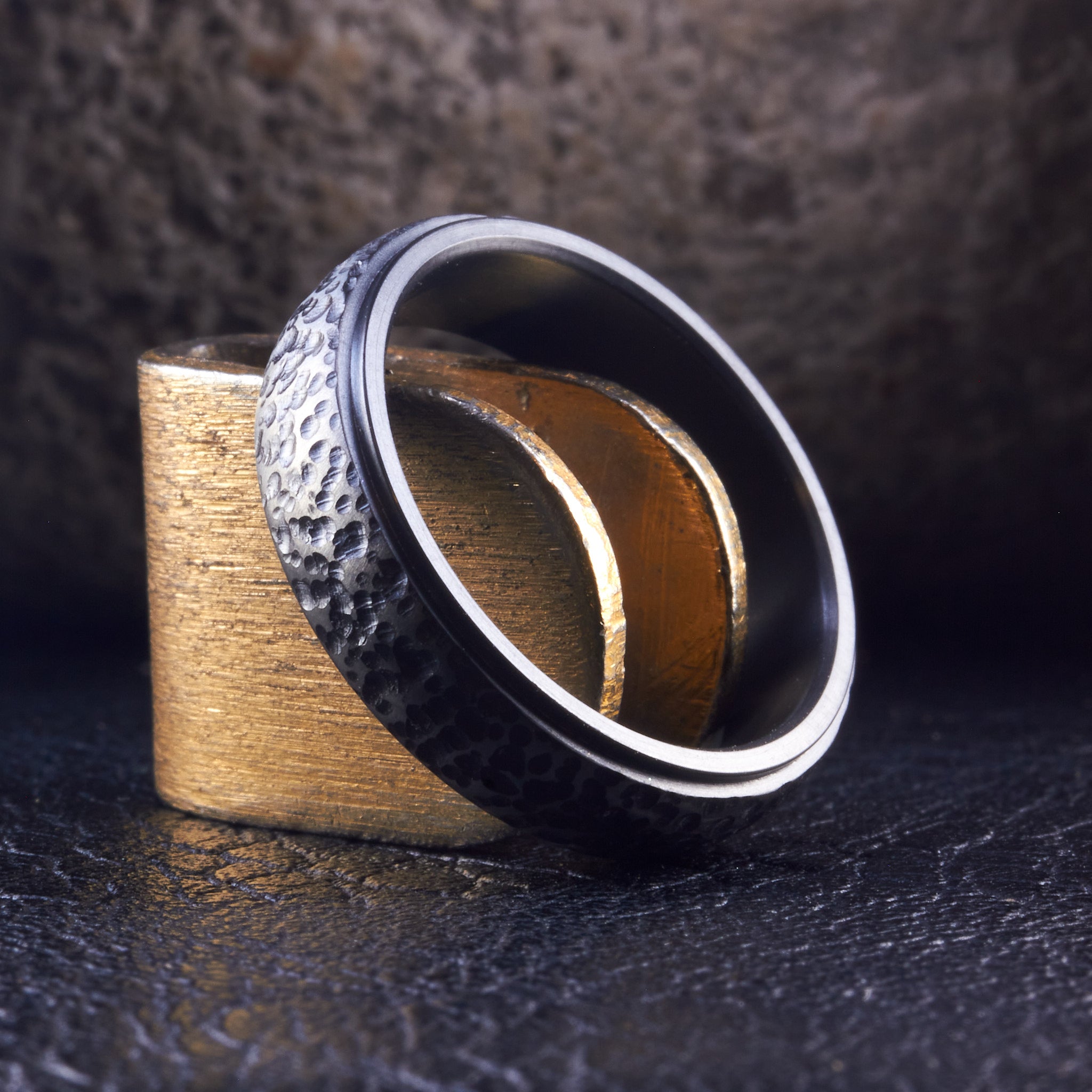 Black Carved Zirconium Women Ring