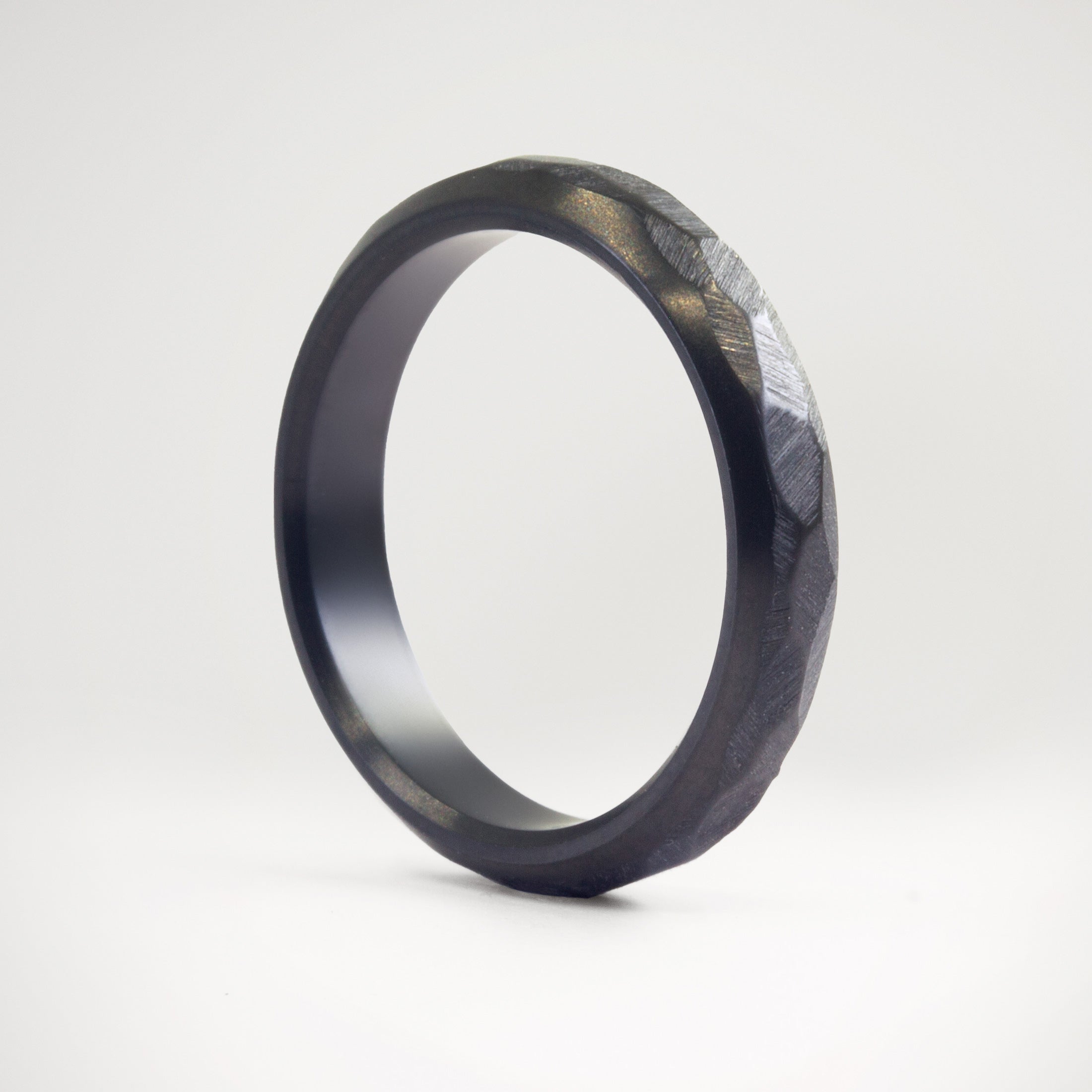 Hammered Black Zirconium women ring