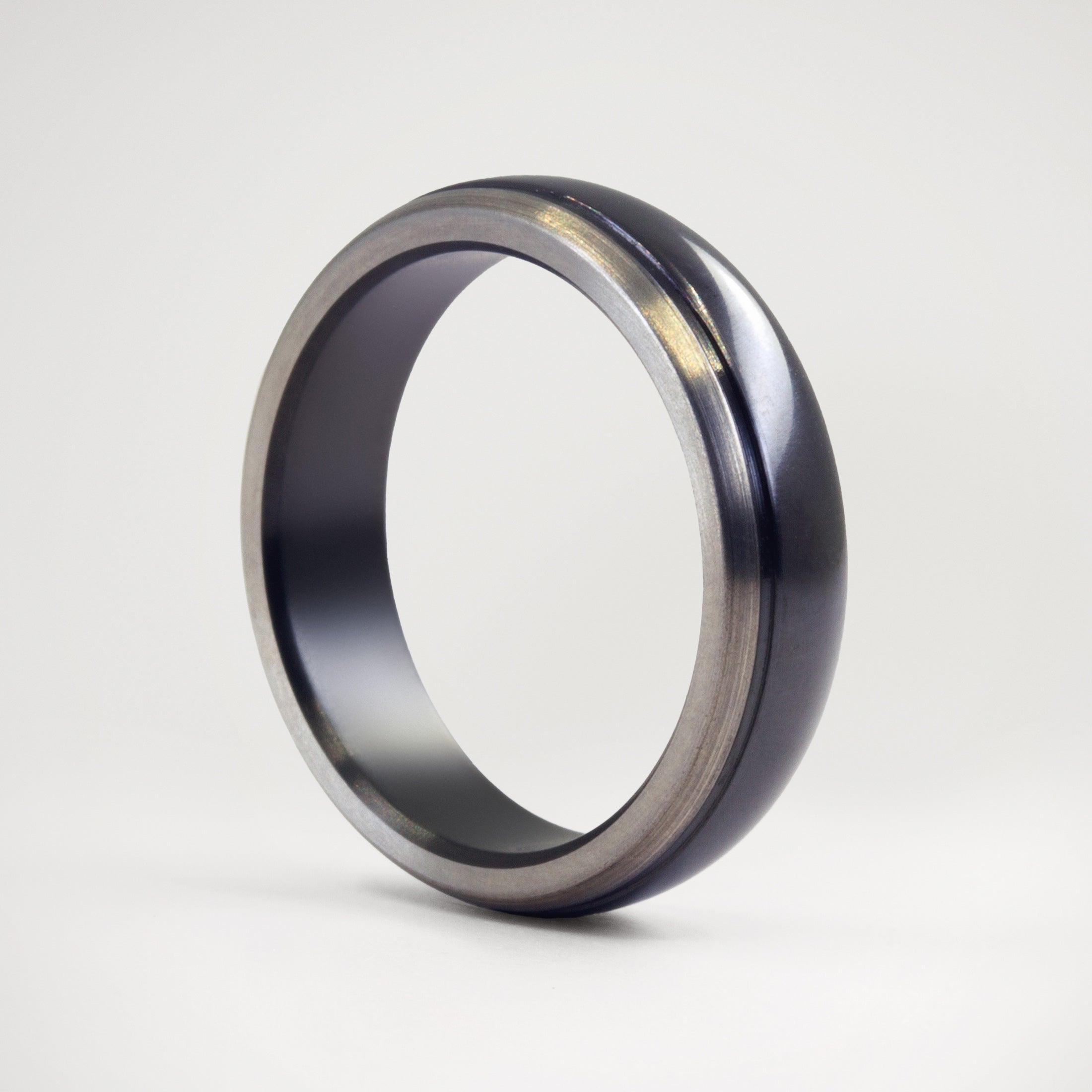 Brushed & Polished Zirconium Men Ring