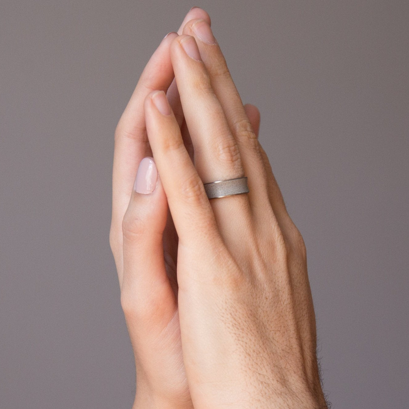 Grey concrete and titanium with Swarovski Wedding bands - Loreto Rings 