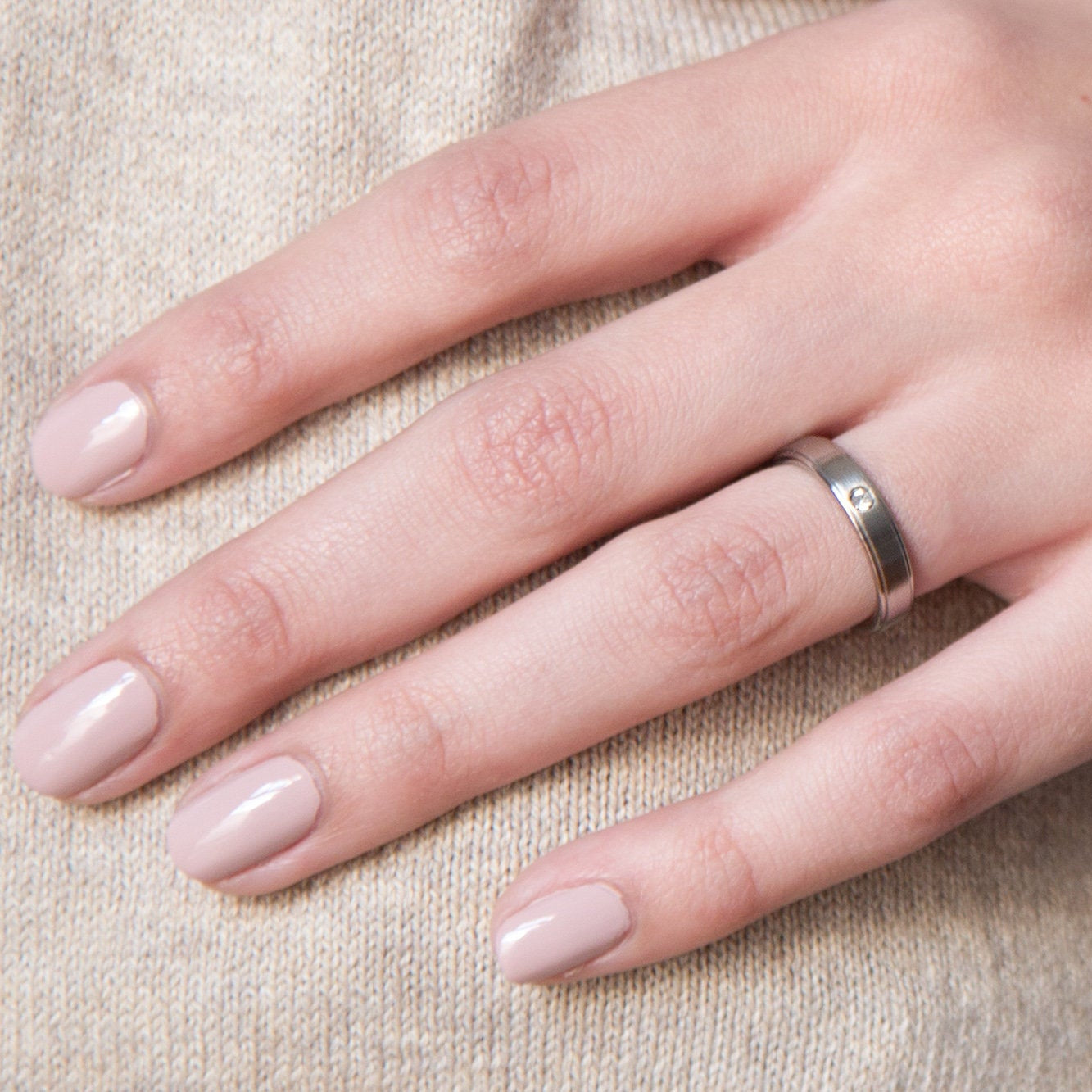 Brushed titanium with polished bas-relief edges Ring - Loreto Rings 