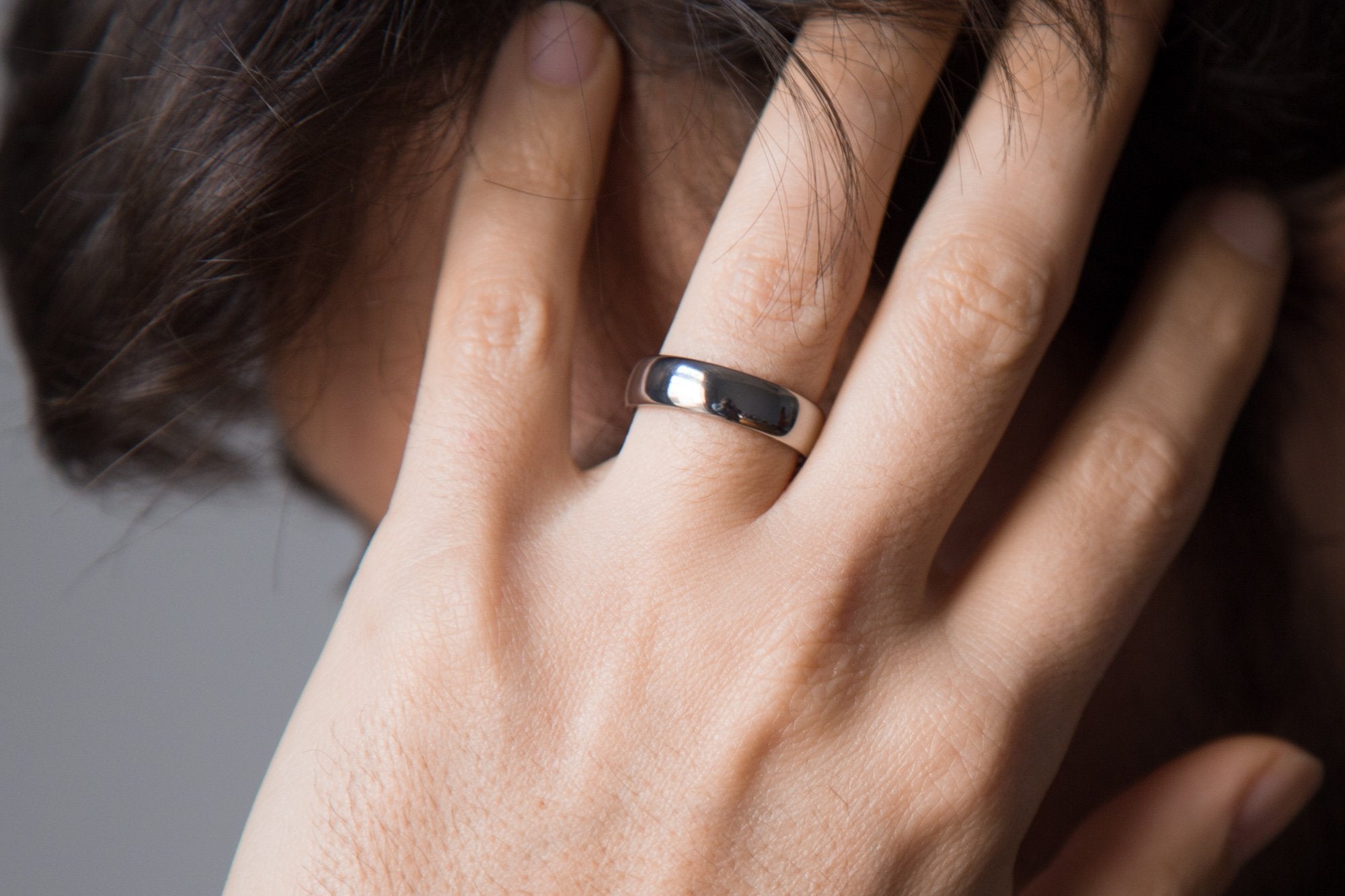 Round glossy titanium Ring - Loreto Rings 