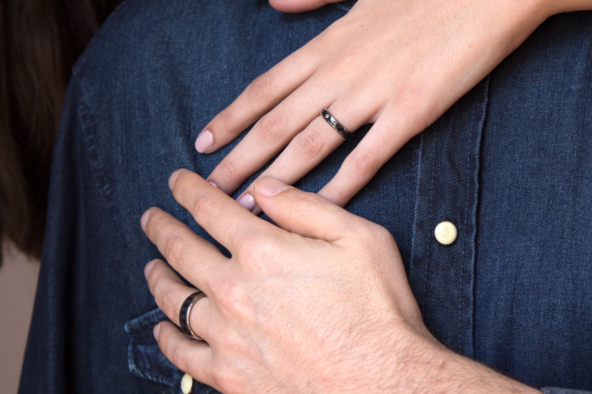 Polished carbon fiber and titanium edges Ring - Loreto Rings 